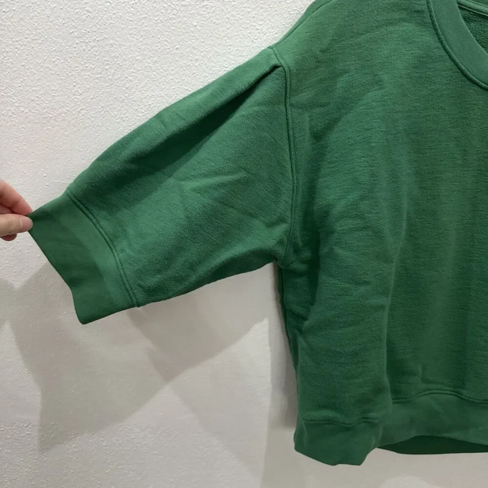 Nation LA Women’s Tate Cropped Boxy Pima Cotton Sweatshirt Verdant Green Small